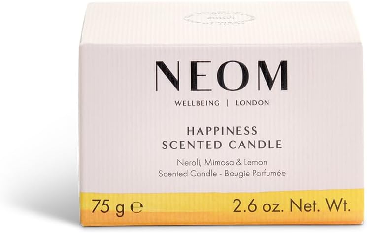 Neom Happiness Scented Candle Travel Size Essential Oil Aromatherapy Candle Neroli Mimosa Lemon Scent to Make You HappyWhite1101175 - Image 5
