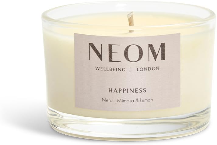 Neom Happiness Scented Candle Travel Size Essential Oil Aromatherapy Candle Neroli Mimosa Lemon Scent to Make You HappyWhite1101175 - Image 2