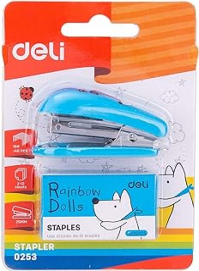 Deli e0253 mini paper stapler- assorted colors