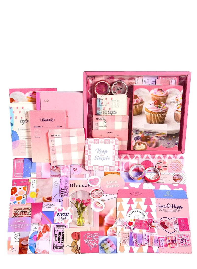 Y&D Pink Scrapbooking Supplies Kit Bullet Junk Journal With Journaling Aesthetic Scrapbook Paper A6 Grid Notebook Kawaii Art Craft Diy Gift For Adult Teen Girl Women - Image 1