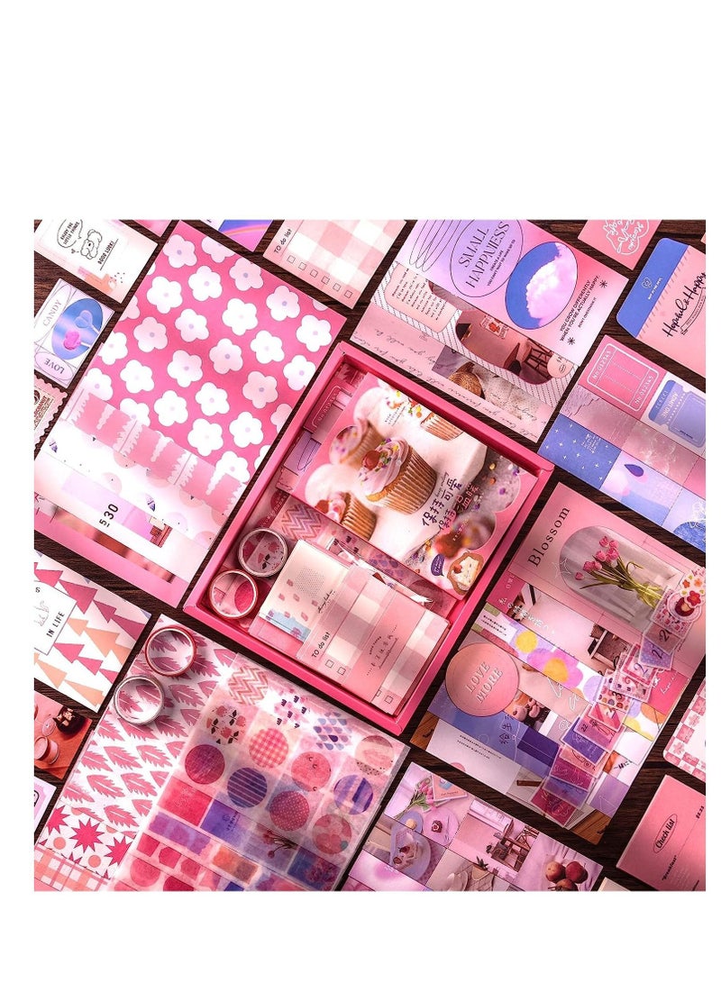 Y&D Pink Scrapbooking Supplies Kit Bullet Junk Journal With Journaling Aesthetic Scrapbook Paper A6 Grid Notebook Kawaii Art Craft Diy Gift For Adult Teen Girl Women - Image 5