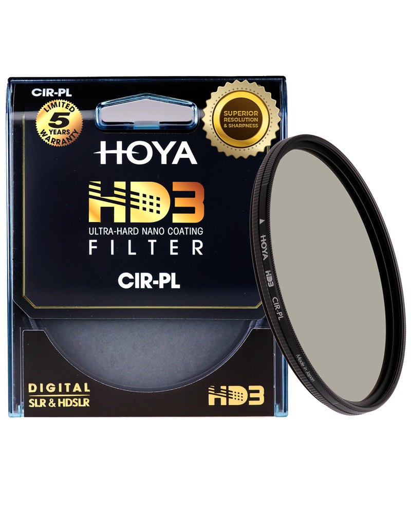 Hoya HD3 HRT Circular Polarizer 55mm ReCertified for 100MP Cameras with UltraHard Nano Coating Technology and High Rate Transmission Film Stain Resistant and Waterproof Filter