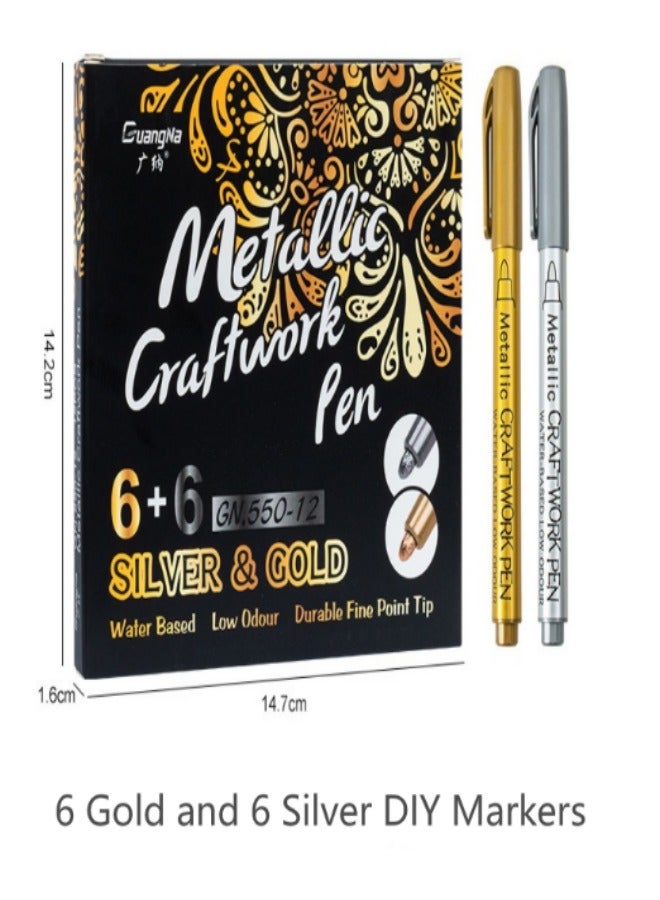 GuangNa 6 Gold and 6 Silver  DIY Markers - Image 1