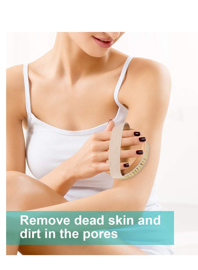 Zikra Professional Wooden Dry Skin Body Brush with Natural Bristles Body Brush Dry Skin Bath Shower Brush Back Scrubber Natural Bristles Exfoliating Cellulite Brush Wood - Image 2