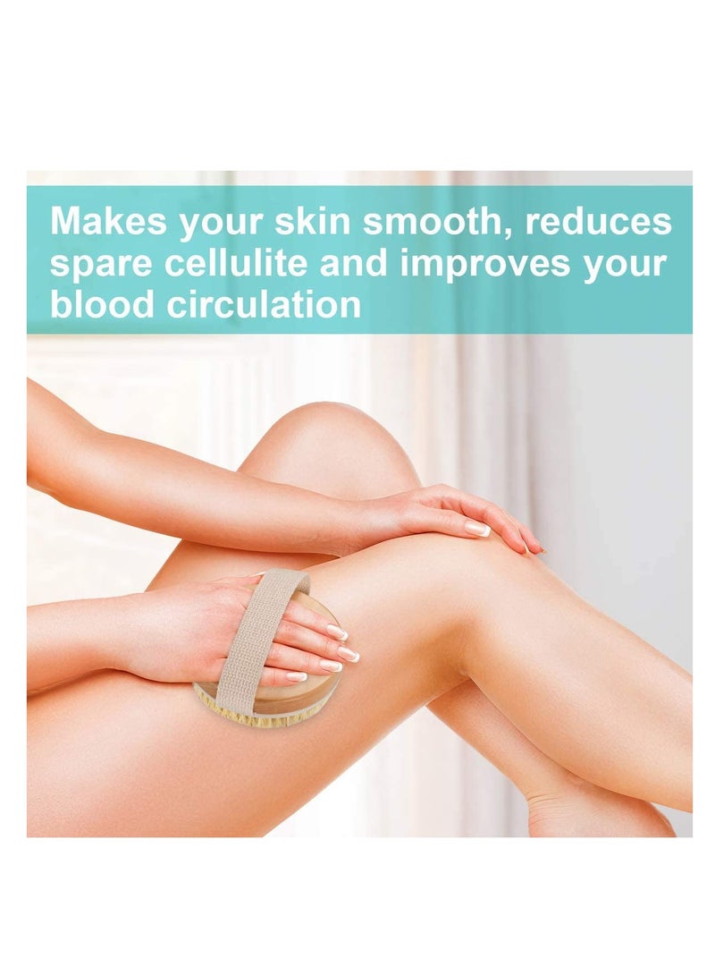 Zikra Professional Wooden Dry Skin Body Brush with Natural Bristles Body Brush Dry Skin Bath Shower Brush Back Scrubber Natural Bristles Exfoliating Cellulite Brush Wood - Image 4