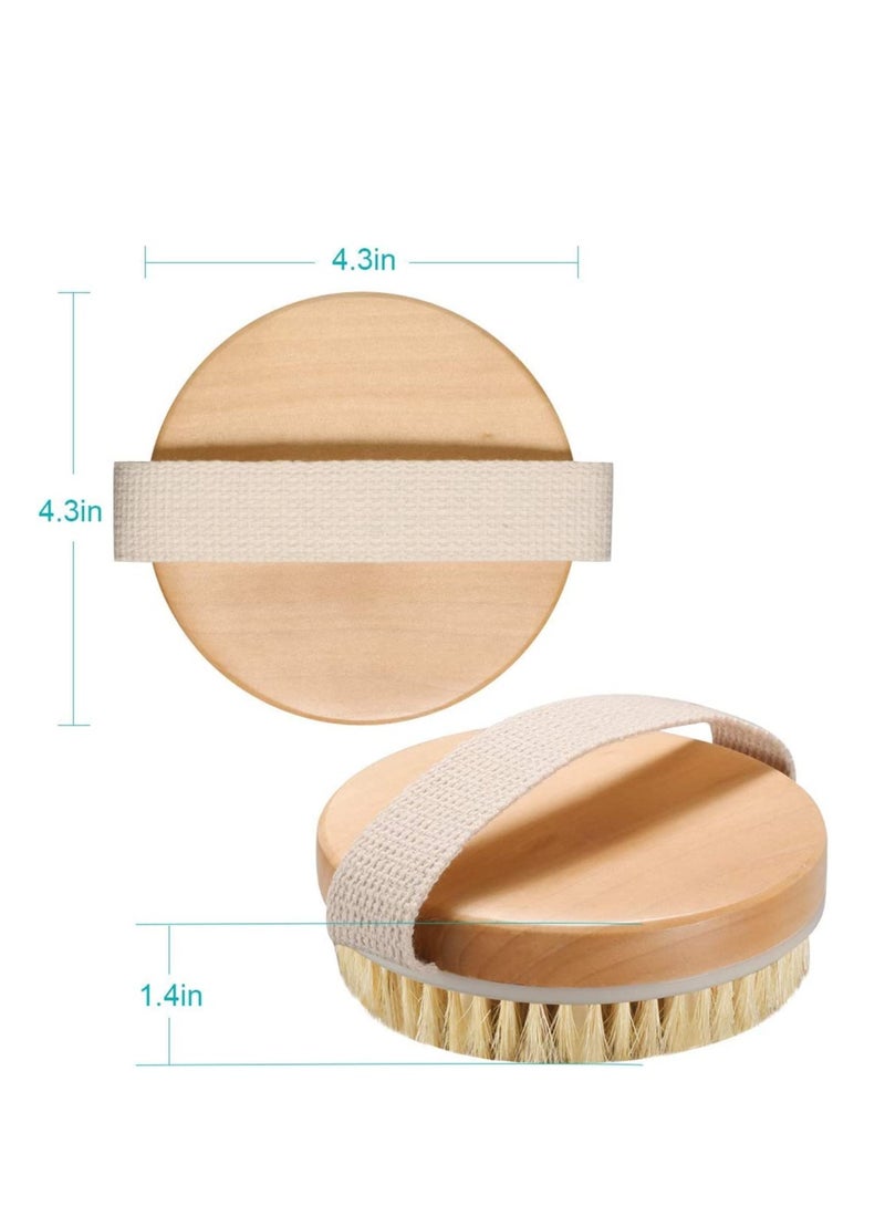Zikra Professional Wooden Dry Skin Body Brush with Natural Bristles Body Brush Dry Skin Bath Shower Brush Back Scrubber Natural Bristles Exfoliating Cellulite Brush Wood - Image 3