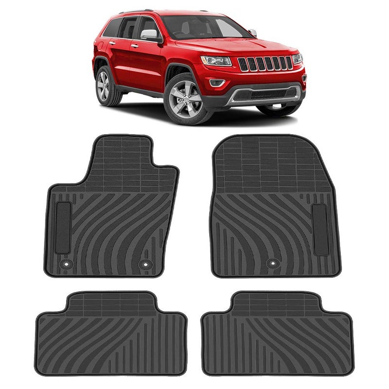 TeddyTT Floor Mats Compatible with Jeep Grand Cherokee 2011 2012 2013 2014 2015 2016 Heavy Duty Rubber Front Rear Car Mat Waterproof Custom Seasons Odorless All Weather 3D High Edge 4PCS