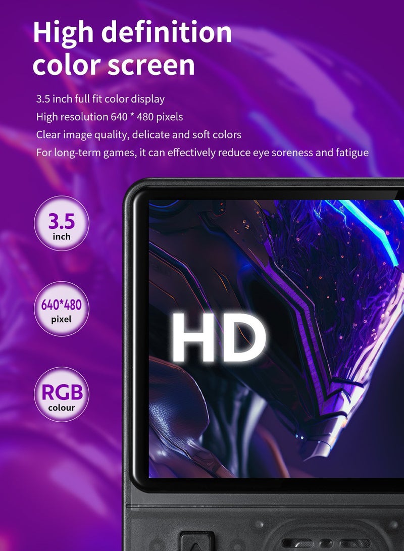 R36S Game Console Retro Handheld Arcade Machine: 64GB Wireless Dual 3D Joystick, 15,000+ Games, 3.5" HD Screen, 3500mAh Battery - Ultimate Portable Gaming (Transparent Purple)  - Image 2