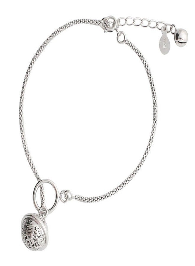 Helen de Lete Simple Style Vintage Tinkle Bell Fashion Sterling Silver Anklet for Women - Image 1
