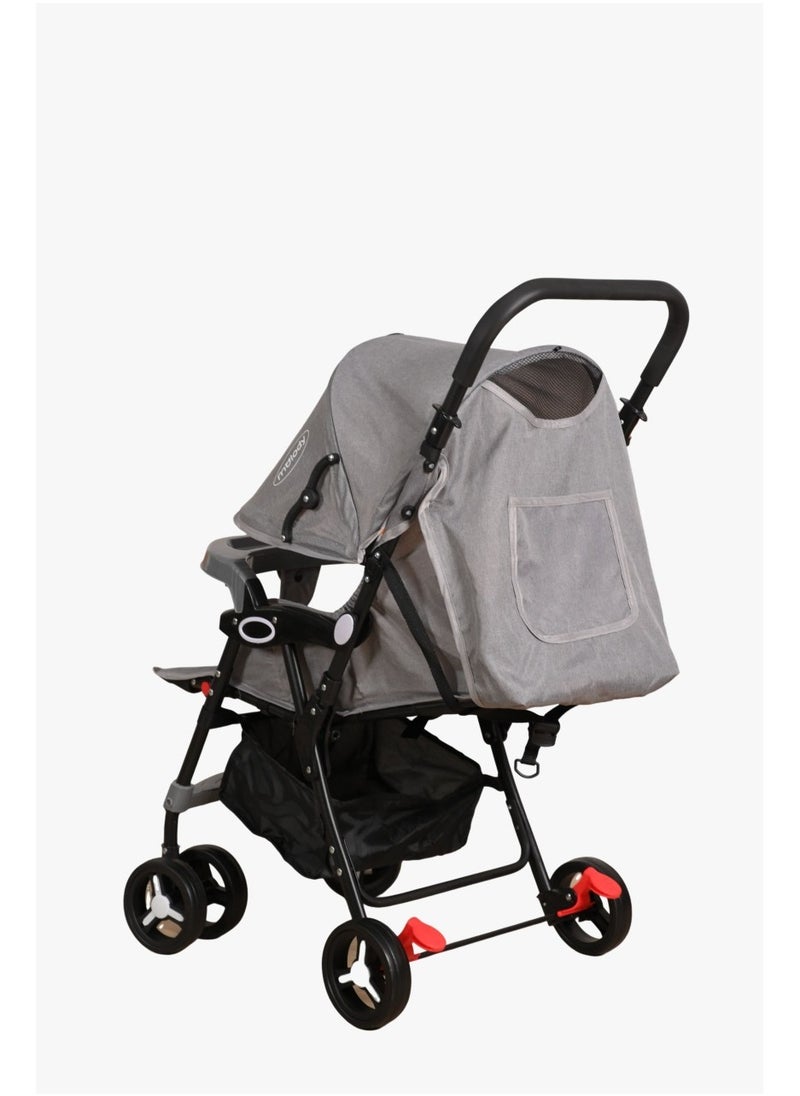 molody Lightweight Foldable Baby Stroller with Adjustable Reclining Seat and Canopy – 2-in-1 Compact Travel System for Newborns and Toddlers (0-3 Years), All-Terrain with Large Storage Basket and Safety- Grey Harness  - Image 5