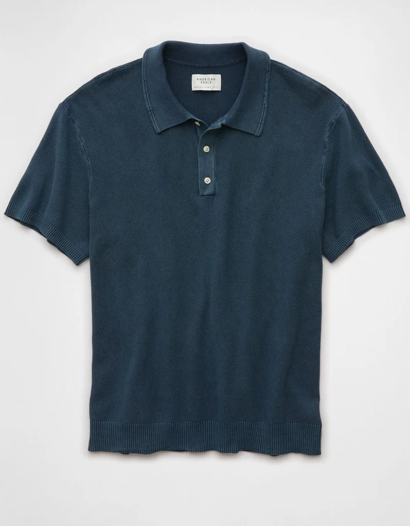 American Eagle  AE Washed Sweater Polo Shirt for Men | Best Price UAE