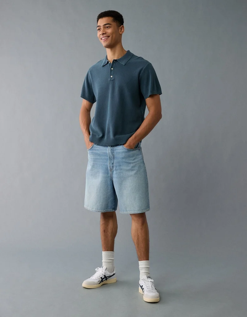 American Eagle  AE Washed Sweater Polo Shirt for Men | Best Price UAE