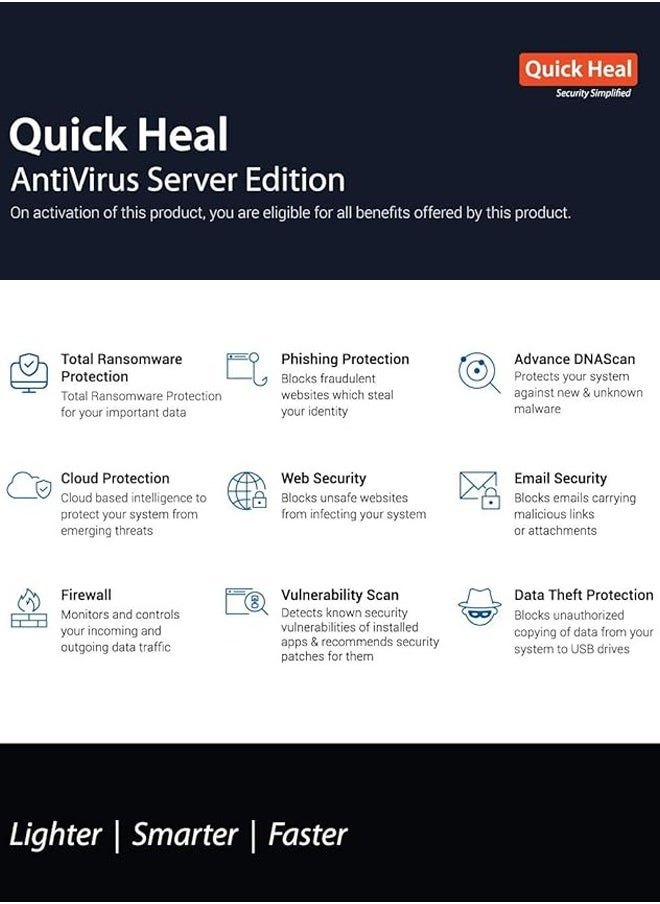 Quick Heal - Quick Heal Server for 1 Device 1 Year | Windows Server | Digital Subscription - Image 1
