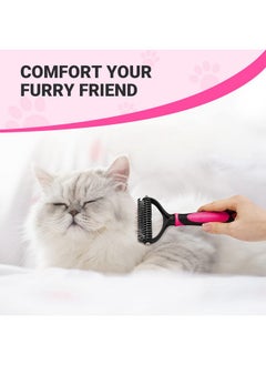 MIU COLOR MIU COLOR Pet Grooming Brush, 2 Sided Undercoat Rake for Dogs & Cats, Professional Deshedding Brush and Dematting Tool, Effective Removing Knots, Mats, Tangles for Cats, Dogs, Extra Wide (Pink)  - Image 4