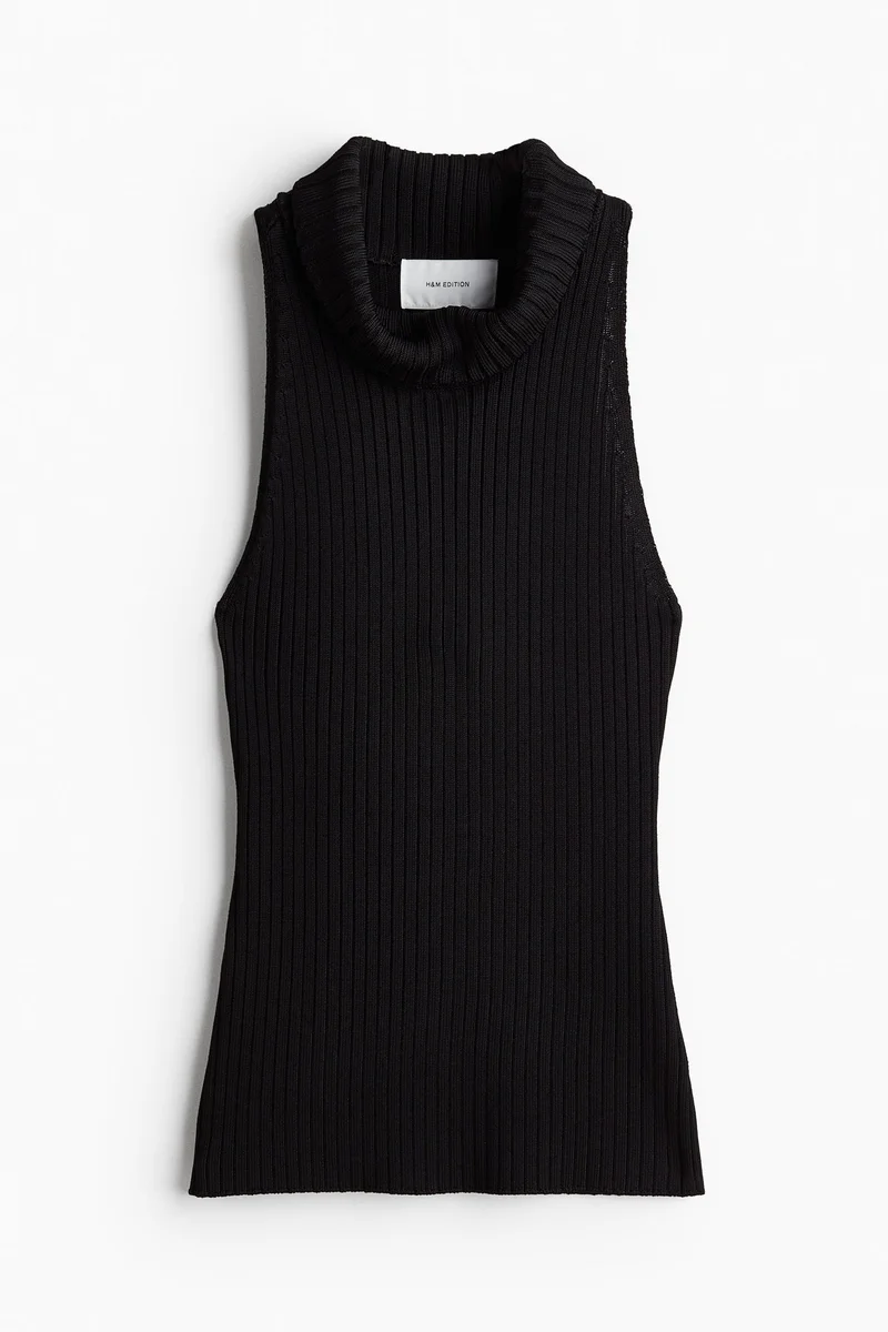 H&M Rib-knit polo-neck top