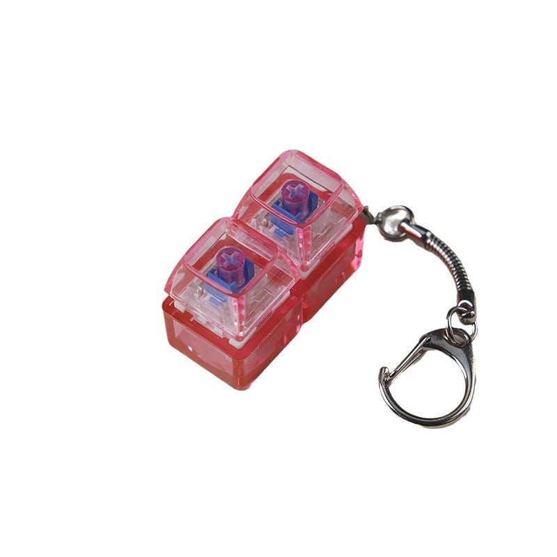 PC fully transparent material decompression shaft tester press sound crisp 2 holes 3 holes 4 holes key chain with light transparent cap 2-hole pink transparent with light * 1 