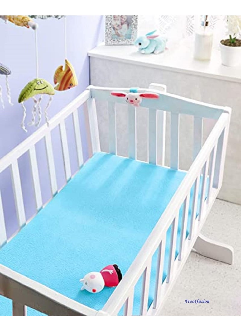 ATOOTFUSION Baby Dry Sheet Water Resistant Bed Protector Washable Waterproof Mattress Protector Urine Bedwetting Reusable Mat for Toddler Underpad Sheet for Incontinence Small 28x19 Sky Blue  - Image 2