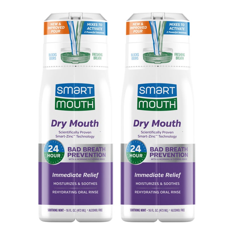 SmartMouth Activated Dry Mouth Mouthwash Dry Mouth and Bad Breath Relief Mint 16 fl oz 2 Pack