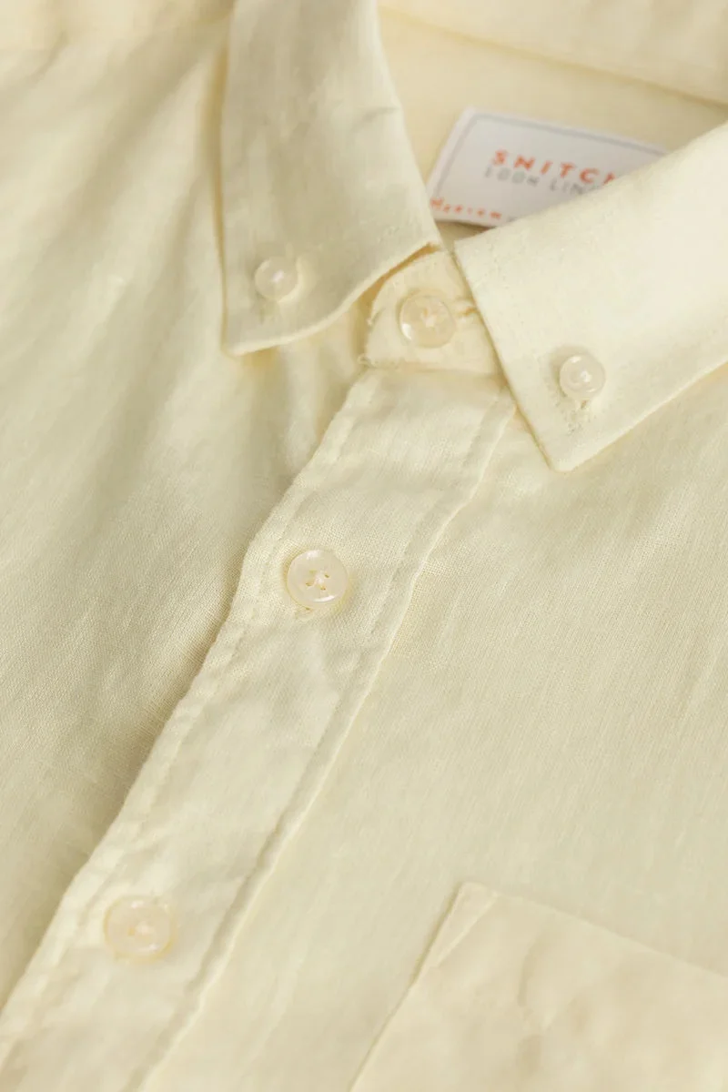 SNITCH قميص كتان أصفر سادة أساسي