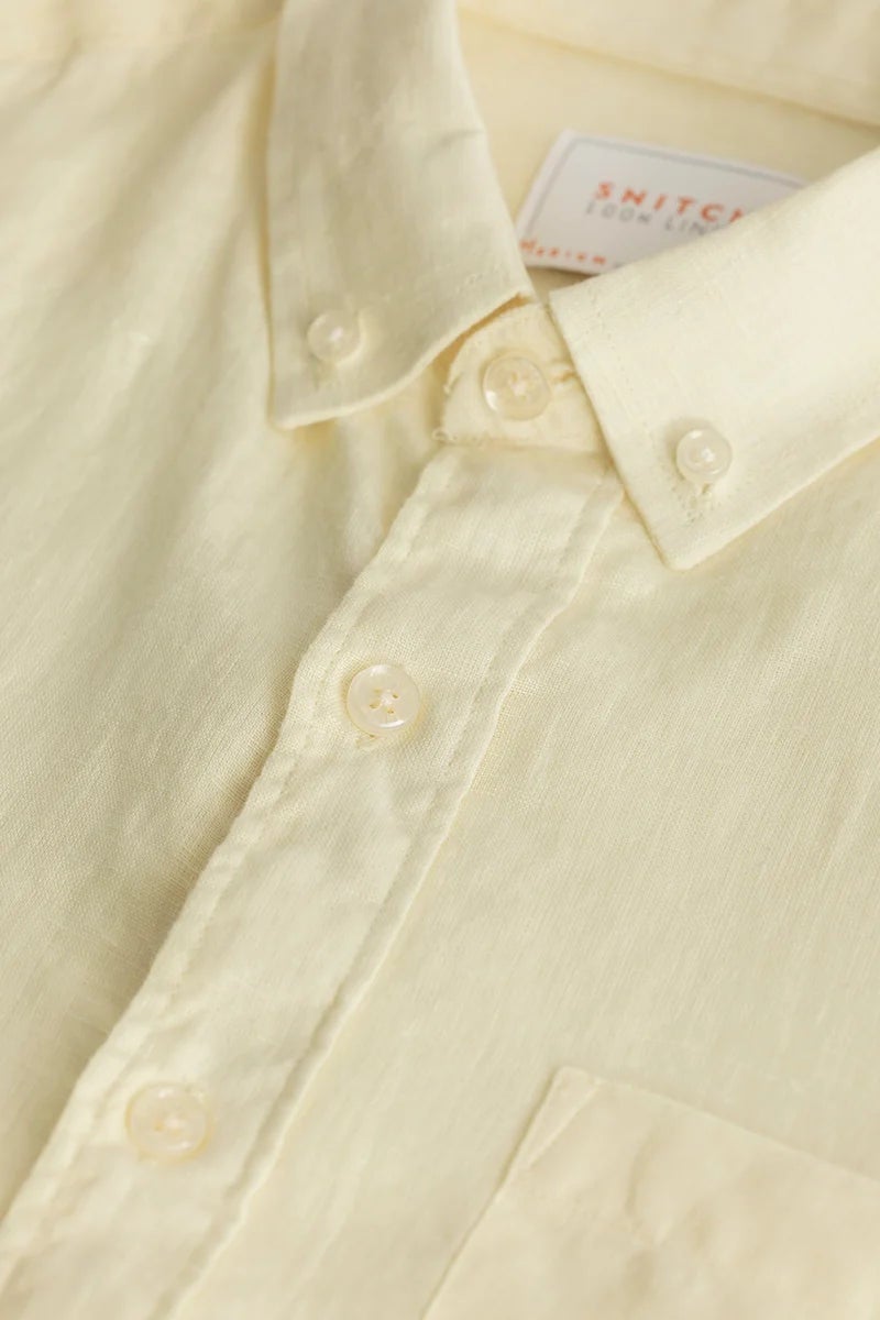 SNITCH Elementary Yellow Plain 100% Linen Shirt - Image 2