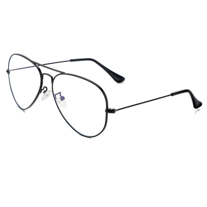 JOVAKIT Aviator Clear Lens Glasses for Women Men Nonprescription Eyeglasses Blue Light Blocking Lens Metal Frame Black - Image 3