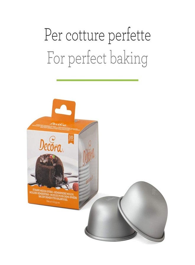 Decora Ø 7 X H 3,5 CM 10 Anodized Aluminum Hemisphere Cake PAN, Silver, Unità - Image 2