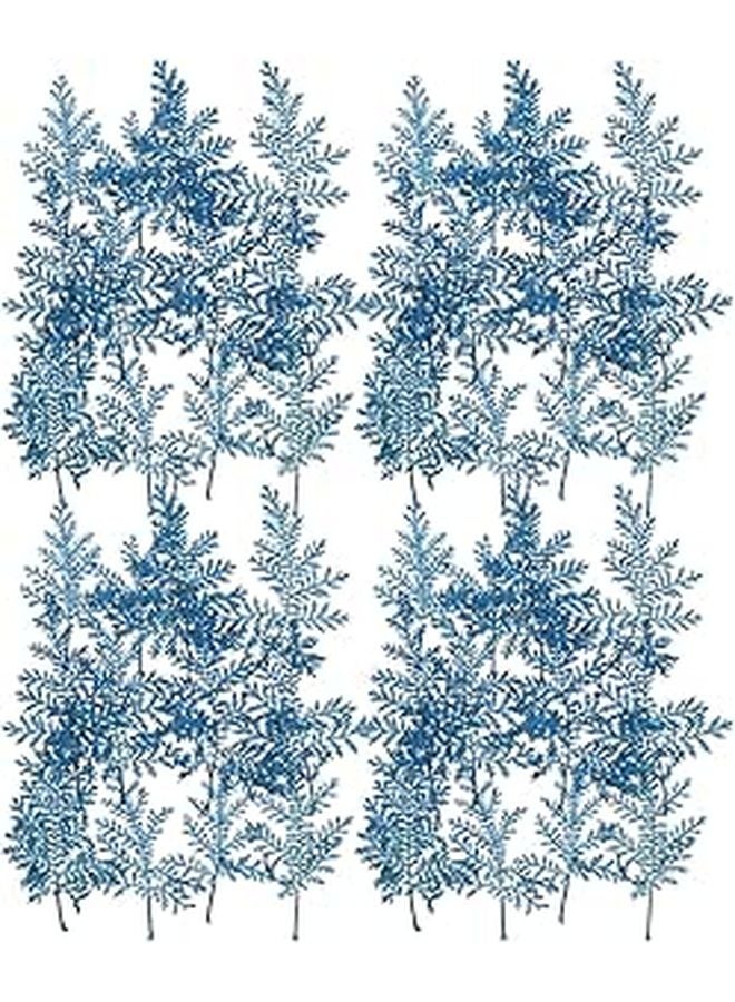 Blue Dried Leaves 48 Pieces Pressed Leaves Craft Kit for DIY Bookmarks Greeting Cards - Image 1