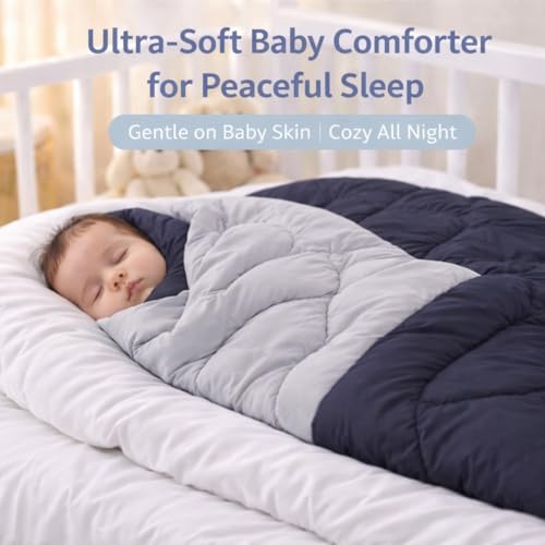 Toddylon Baby Comforter Soft Cotton Reversible Blanket for Up to 7-8 Years Kids AC Quilt for Newborn Infant Toddler Lightweight All Season Bedding Boys Girls 152x101 cm (Blue & Grey) - Image 4