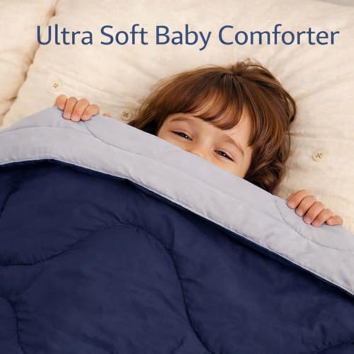 Toddylon Baby Comforter Soft Cotton Reversible Blanket for Up to 7-8 Years Kids AC Quilt for Newborn Infant Toddler Lightweight All Season Bedding Boys Girls 152x101 cm (Blue & Grey) - Image 3
