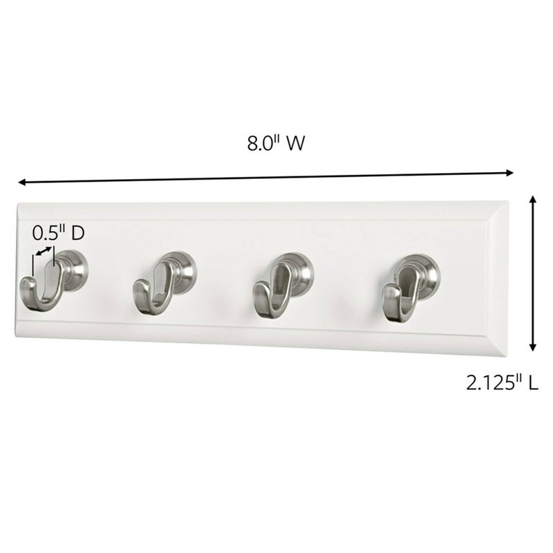 Command Key Rail, 8-inch Rail with 4 Key Hooks and 6 Strips, Quartz, Removable Key Hooks for Entryway or Hallway, Hang Keys, Hats, Dog Leashes, and Accessories, Holds up to 2 lb - Image 2