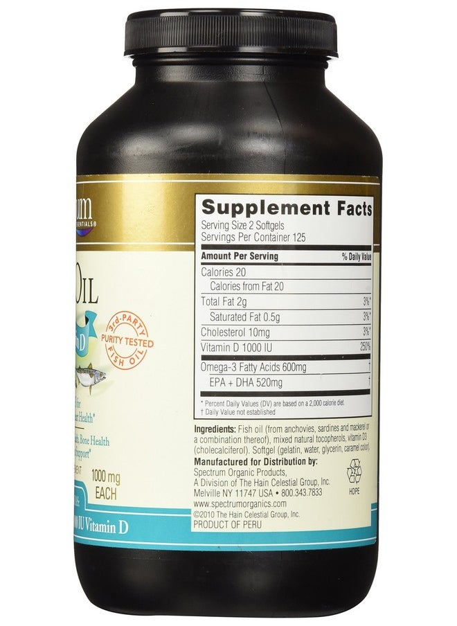 Spectrum - Essentials Softgels Fish Oil With Vitamin D 1000 Mg 250 Count - Image 1