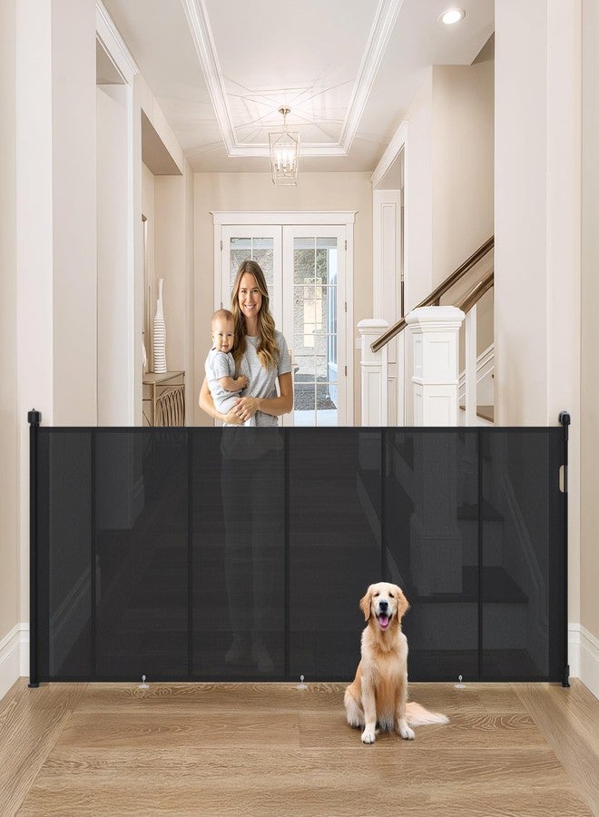Cylrod Upgrade Retractable Baby Gates Extra Wide (120" W x 42" H), 120 inch Reinforced Retractable Dog Gate to Prevent Crawling Through, Retractable Gate Outdoor/Indoor, Real One-Handed Operation, Black - Image 1