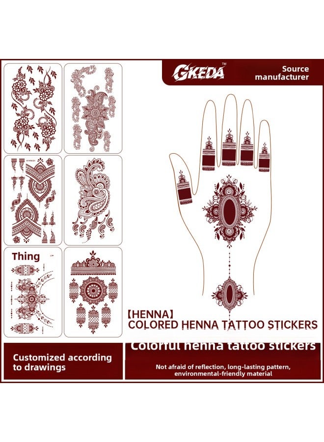 Mehendi Stickers Henna Mehendi stencil Tattoo Sticker for Hands Temporary Waterproof Mehndi Tattoo Body Art for Women & Girls - Image 2