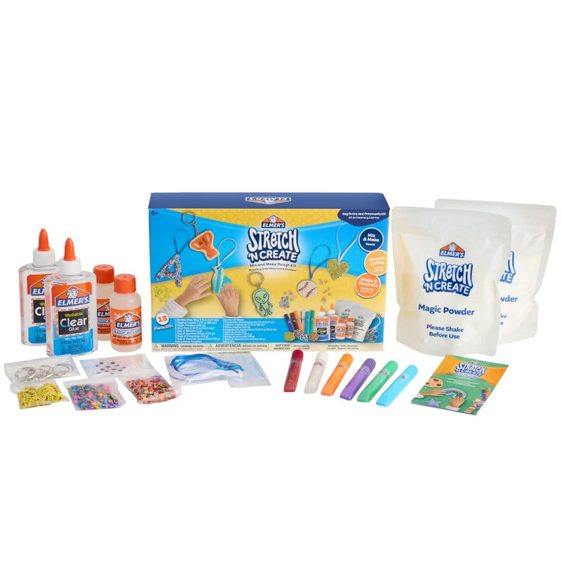 Elmers Stretch N Create Dough Kit 3 Ways to Play Keychains and Ornaments Kit 18 Count Perfect for Birthday Party Gift School Classroom Activity Kids Arts Crafts Fun - Image 2