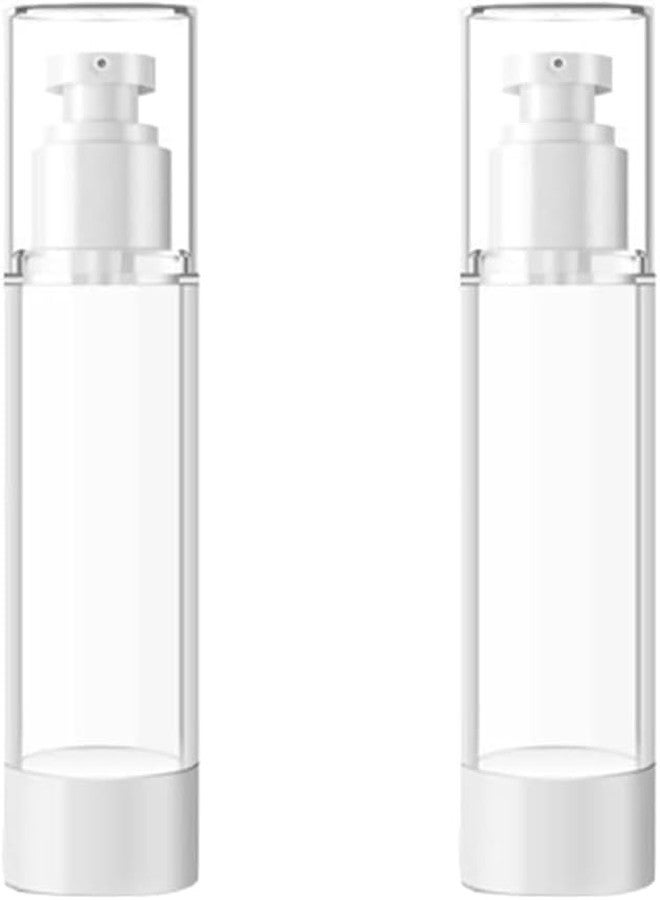 JAMBUVANTI 50ML Airless Lotion Pump Bottle, Transparent Airless Cosmetic Cream Pump, Transparent Plastic Travel Size Pump Bottle, Refillable Travel Lotion Dispenser Bottle (2) - Image 1