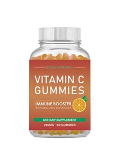 Vitamin C Gummies 60 Gummies 250mg, Immune Booster, Collagen Synthesis, Natural Ingredients and Vegetarian, Healthy Respiratory and Heart, Anti Oxidants for Gummy Bear, Orange Flavor