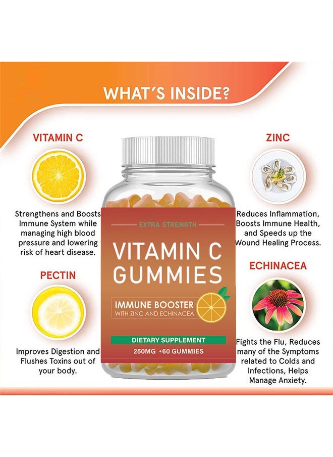 Ocean - Vitamin C Gummies 60 Gummies 250mg, Immune Booster, Collagen Synthesis, Natural Ingredients and Vegetarian, Healthy Respiratory and Heart, Anti Oxidants for Gummy Bear, Orange Flavor - Image 1