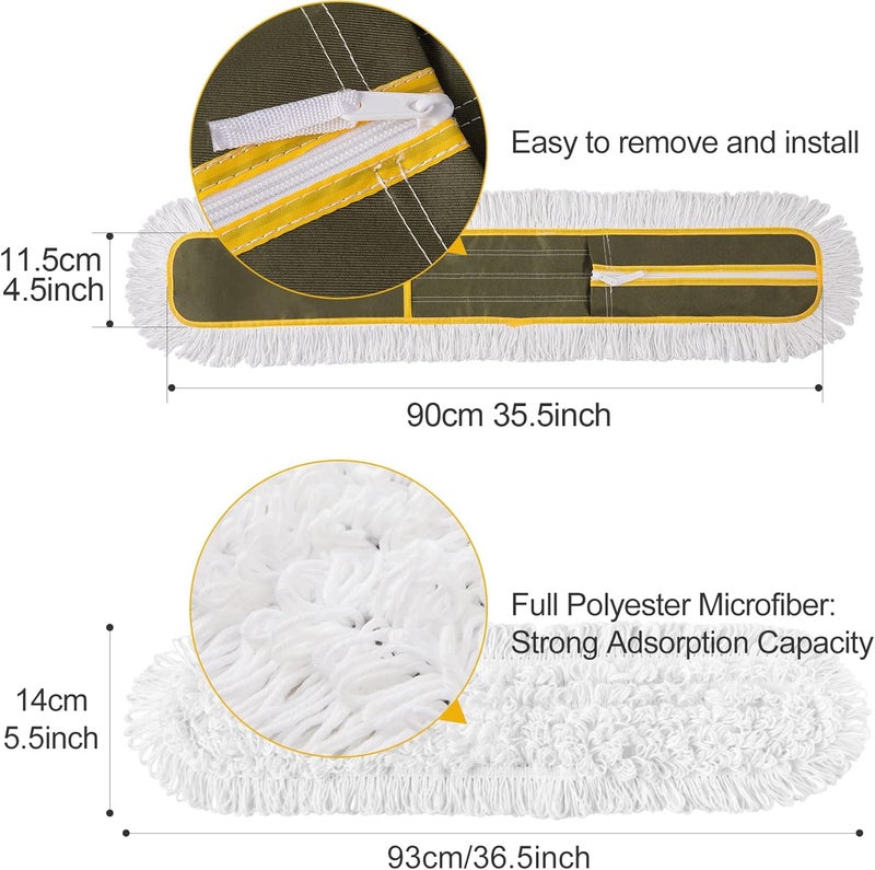 CLEANHOME 36" Microfiber Mop Pads 2 Pieces Just Fit Industrial Dust Mop: B08R3F1ZZM,Green - Image 2