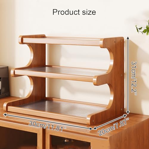 Wynfelo 3Tier Wooden Mug Holder Countertop Coffee Cup Holder Mug Display Coffee Mug Organizer Mug Rack for Coffee Station Organizer Mug Shelf for Cabinet for Kitchen HomeNatural - Image 3
