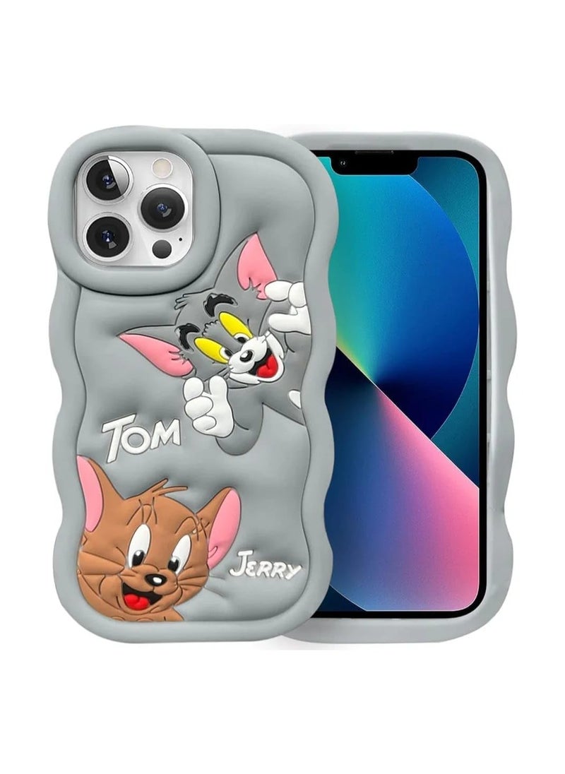 Raxoom For iPhone 16 Pro Max Cover Case with Camera Protection Cute 3D Soft Silicone Protective Design Cartoon Back Cover Silicone Grey  - Image 1