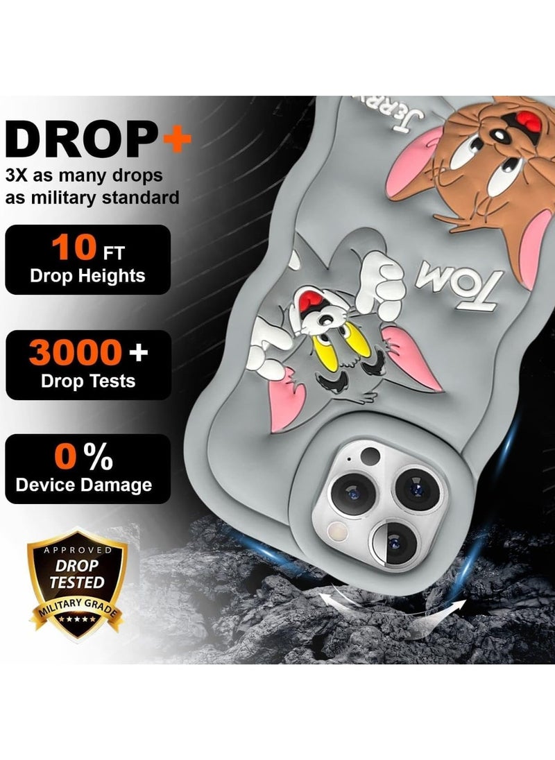Raxoom For iPhone 16 Pro Max Cover Case with Camera Protection Cute 3D Soft Silicone Protective Design Cartoon Back Cover Silicone Grey  - Image 2