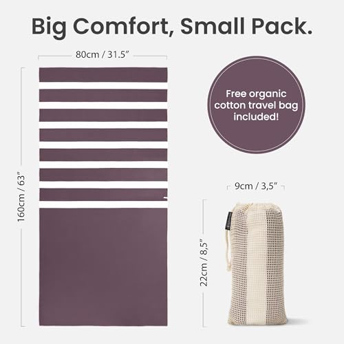 SummerSand Microfiber Beach Towel - Quick Dry, Sand Free - Compact and Lightweight for Travel - Recycled Materials - Travel Bag Included - Large Microfiber Towel (63x31.5in – Grape Purple) - Image 5