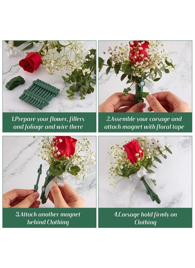 WILLBOND WILLBOND 15 Pairs Floral Boutonniere Magnets Corsage Brooches Magnet for Handmade Wedding Bride Boutonnieres Corsage Flower Pins Business Buttonhole Flowers Making Accessories  - Image 3