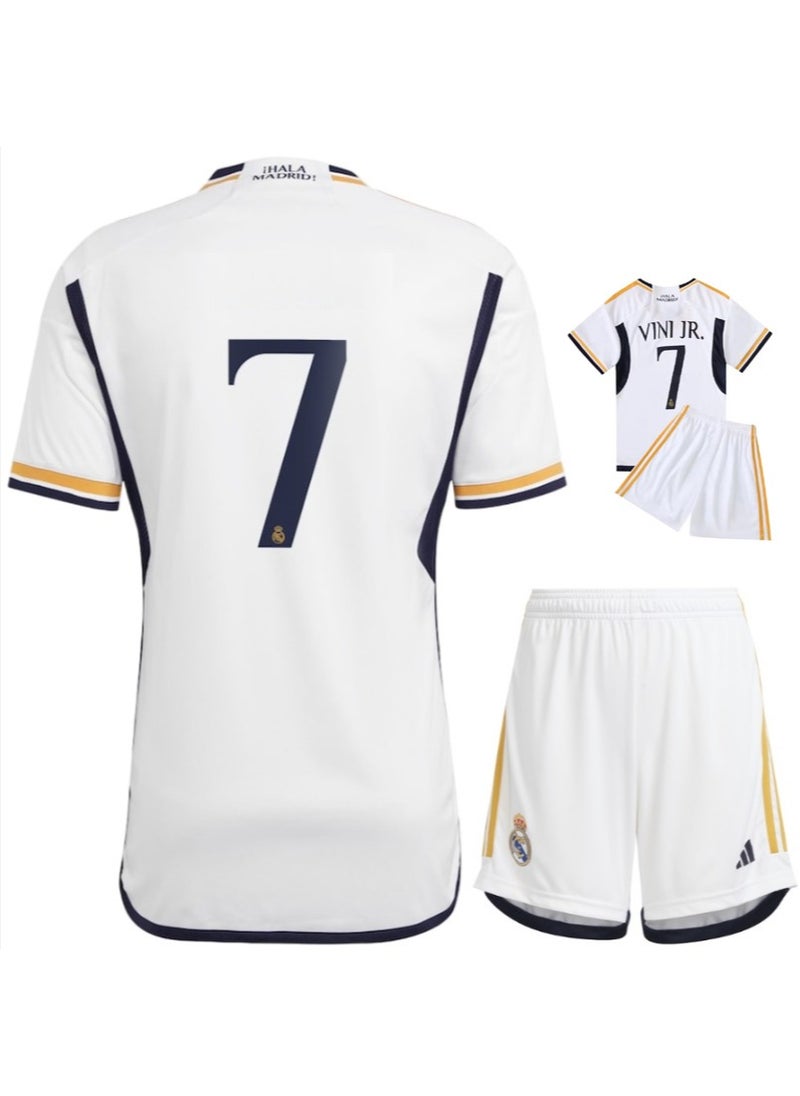 23/24 New Season Real Madrid HOME Football Kits VINI JR. #7 Fans Football Jersey/Shorts Gift Set Youth Sizes and Adult Size
