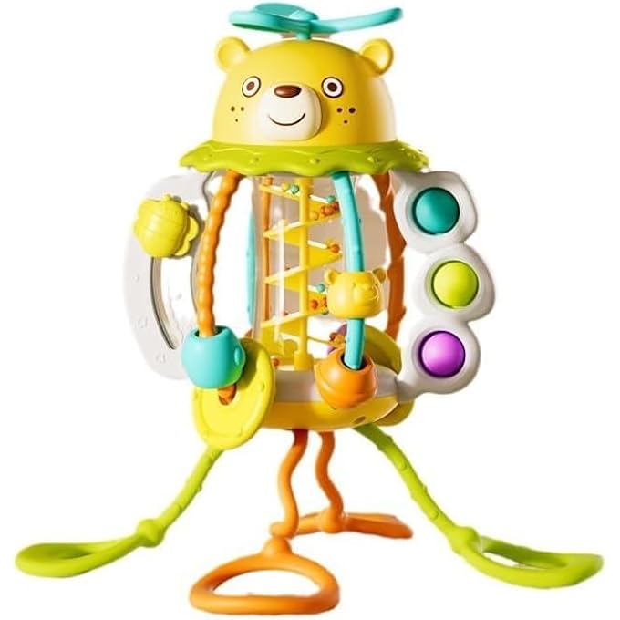 SHAKE & PULL BUSY BALL, SENSORY BABY TOY FOR 6 MONTHS +, FINE MOTOR SKILL DEVELOPMENT, BUBBLE POP, SPINNER, BEADS & PULLING ACTIVITIES, TODDLER TOY FOR HAND-EYE COORDINATION LEARNING - Image 5