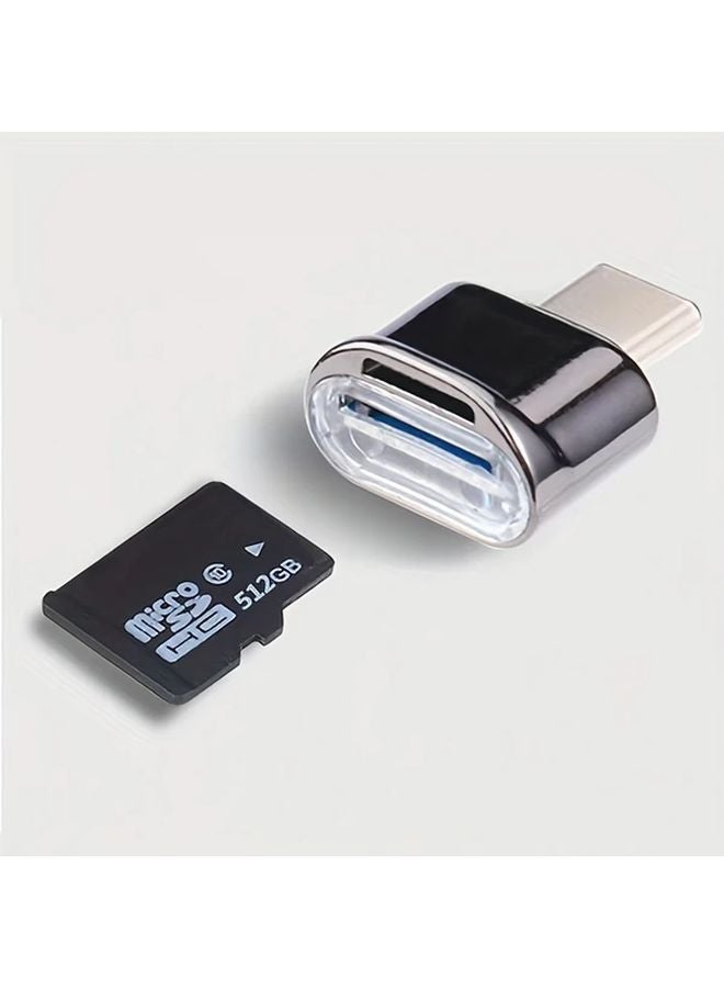 قارئ بطاقة SD من نوع USB-C الأسود، محول تشغيل مباشر بدون بقايا للألعاب والكاميرات، نقل بيانات آمن - Image 3