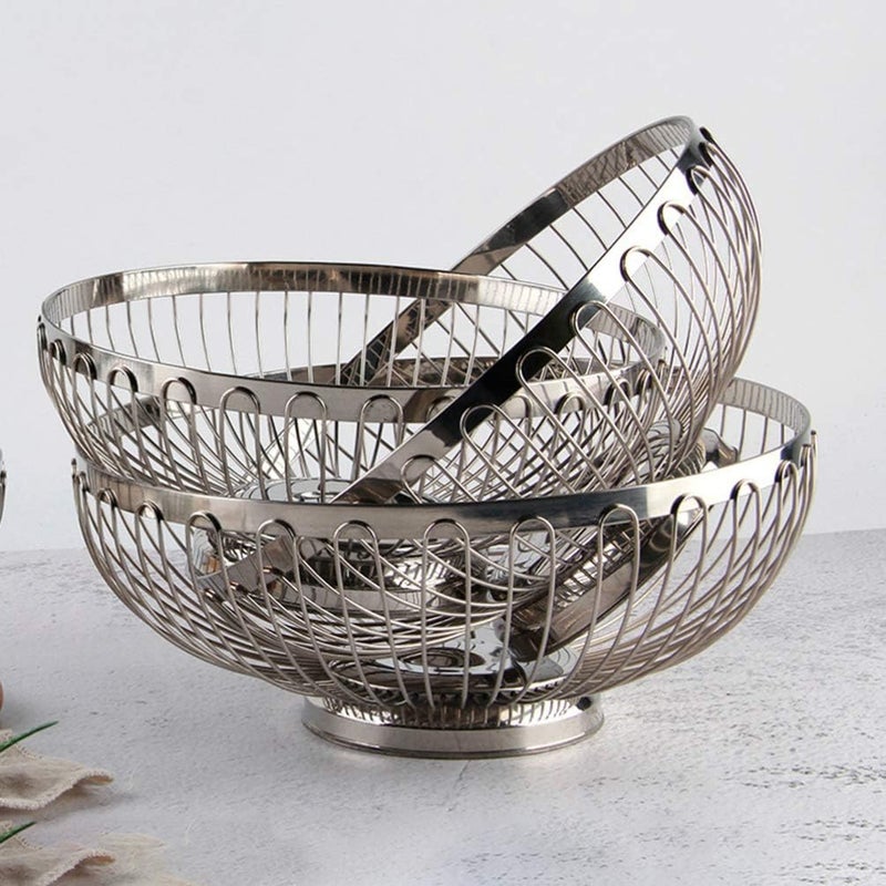 Cabilock Fruit Bowl for Kitchen counter Wire lemon Basket for Fruitsmetal lemon bowl for Breads Vegetables Snacks - Image 2