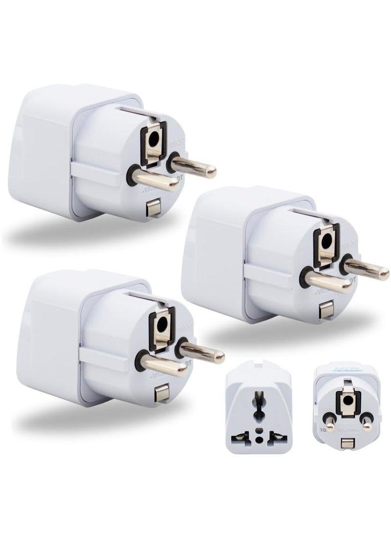 HI PLASST PINS N PLUGS HiPLASST Germany Travel Adapter Plug Pack of 3 Type ETypeF India to Europe Converter Plug Universal Socket 2pin to 3pin Conversion Plug for Austria France Europe Russia  - Image 1