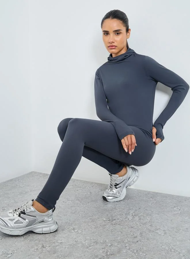 Styli Styli Stitch Thumbhole Detail Hooded Top And Leggings Set