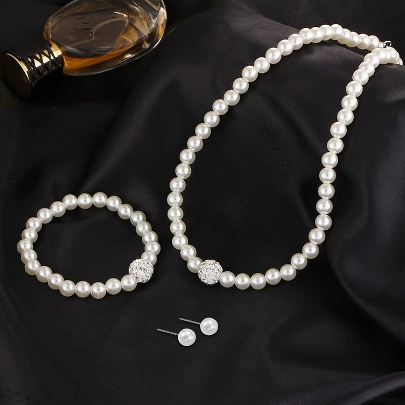 HANNEA® Pearl Choker Necklace Set for Women, Elegant Jewelry with Bracelet and Stud Earrings, 4 Piece Gift Set for Birthday, Raksha Bandhan, Sister, Girls, Wife - Image 3